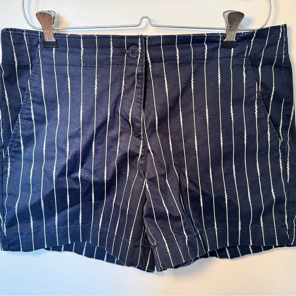 Nautica Natutical Pinstriped Boating Chino Shorts Navy Size 10